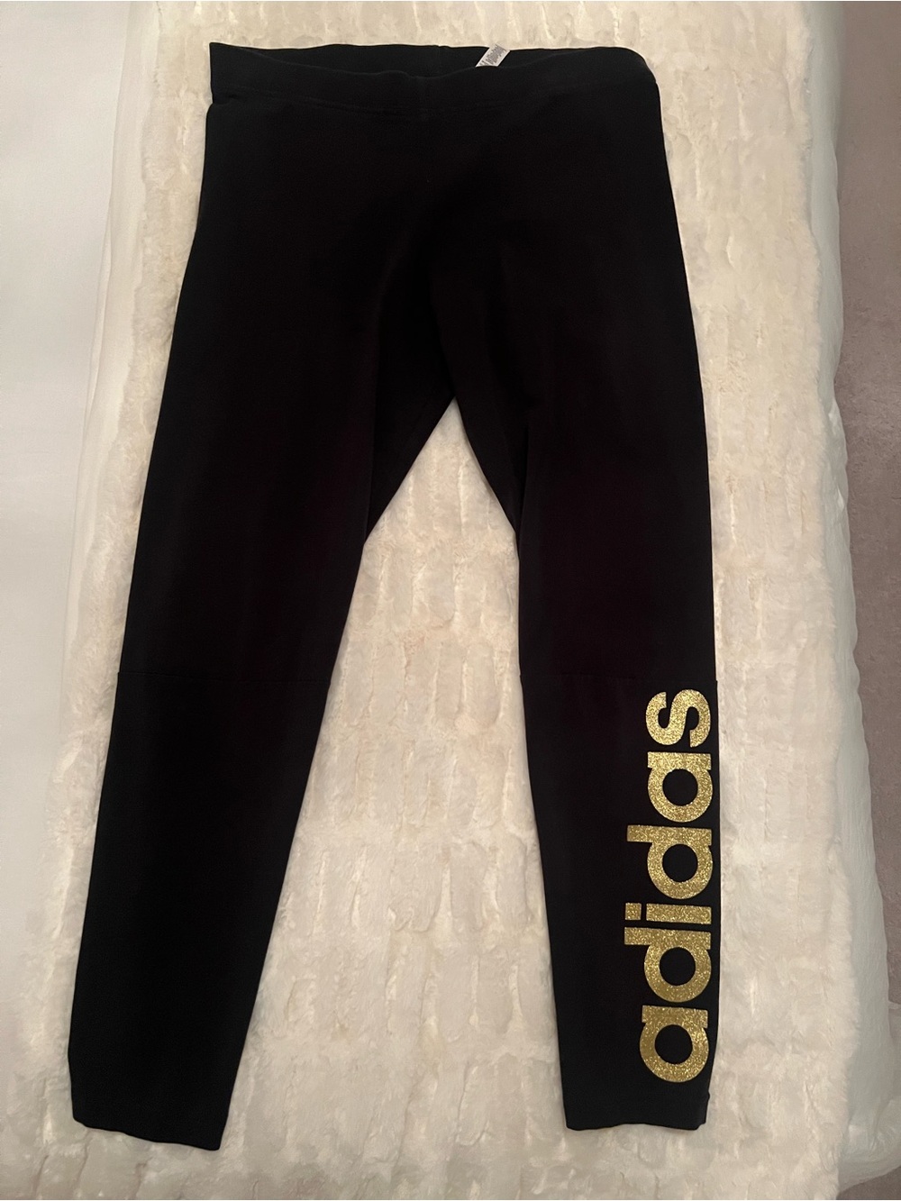 Adidas Black Leggings with Gold Logo Print